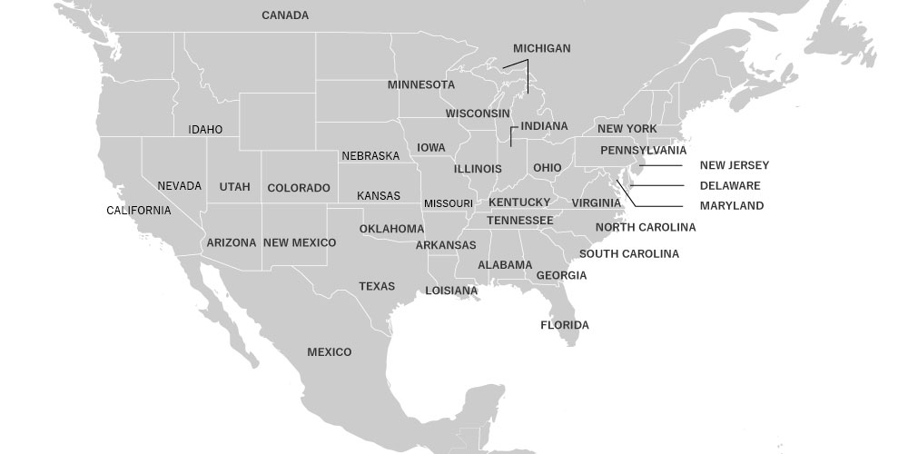 アメリカエリア地図